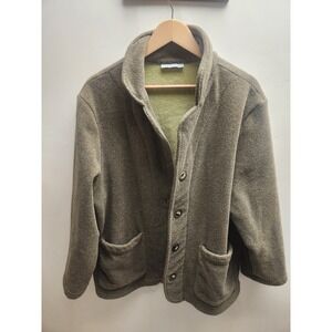 Bryn Walker Women's Green Fleece Jacket Size M Button Front Pockets